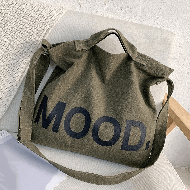 Vintage Canvas Tote Bag Gym Bag Letter Graphic Handbag