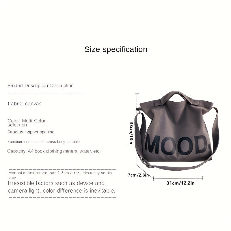 Vintage Canvas Tote Bag Gym Bag Letter Graphic Handbag