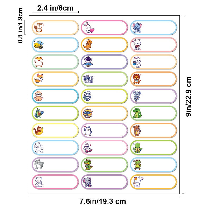 School Season Name Stickers Index Labels Waterproof Name Sti