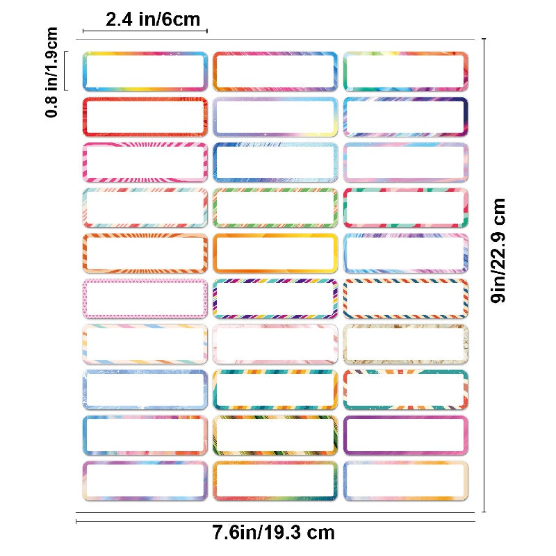 School Season Name Stickers Index Labels Waterproof Name Sti