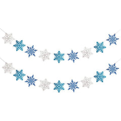 2pcs Glitter Snowflake Banners Christmas Party Decor