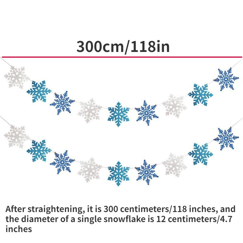 2pcs Glitter Snowflake Banners Christmas Party Decor