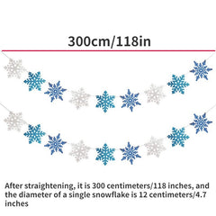 2pcs Glitter Snowflake Banners Christmas Party Decor