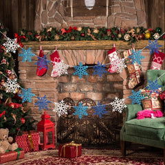 2pcs Glitter Snowflake Banners Christmas Party Decor