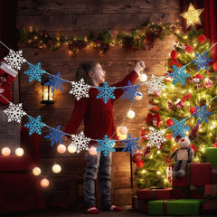2pcs Glitter Snowflake Banners Christmas Party Decor