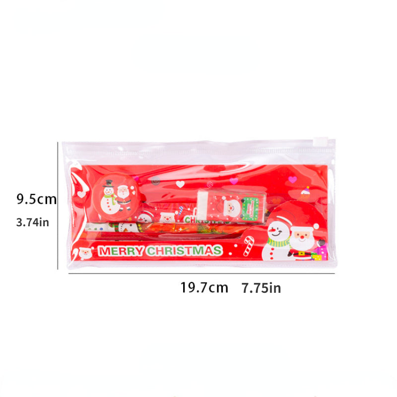 Christmas Stationery Set Pencil Eraser Sharpener Ruler Bag Student Supplies