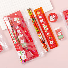 Christmas Stationery Set Pencil Eraser Sharpener Ruler Bag Student Supplies