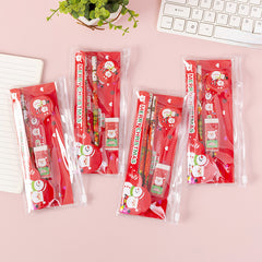 Christmas Stationery Set Pencil Eraser Sharpener Ruler Bag Student Supplies