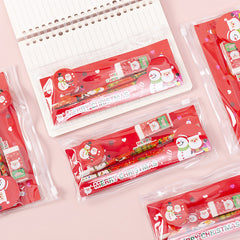 Christmas Stationery Set Pencil Eraser Sharpener Ruler Bag Student Supplies