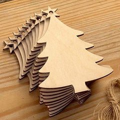 10pcs Wooden Christmas Tree Pendant DIY Wood Crafts For Decorations