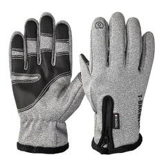 Waterproof Fleece Zipper Cycling Gloves Men's Skiing Gloves