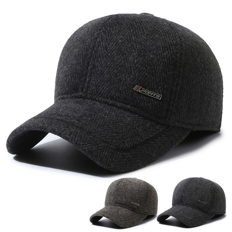 Winter Ear Protection Plus Velvet Baseball Cap for Middle-aged and Elderly