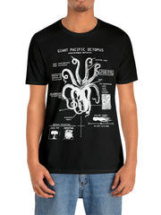 Men's Octopus Print Short Sleeve T-Shirt Casual Comfy Stretch Crew Neck Tee