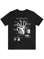Men's Octopus Print Short Sleeve T-Shirt Casual Comfy Stretch Crew Neck Tee