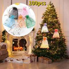 100pcs Moon Star Drawstring Organza Bag Mixed Colors For Weddings And Christmas