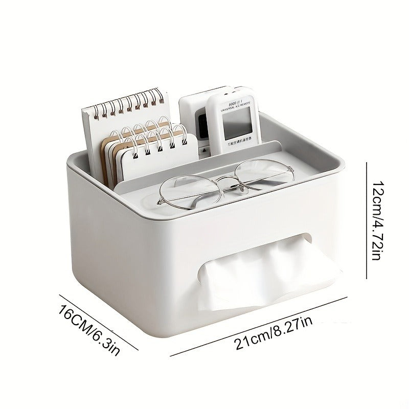 Multifunctional Tissue Box Organize Desktop with Remote Control Paper Storage