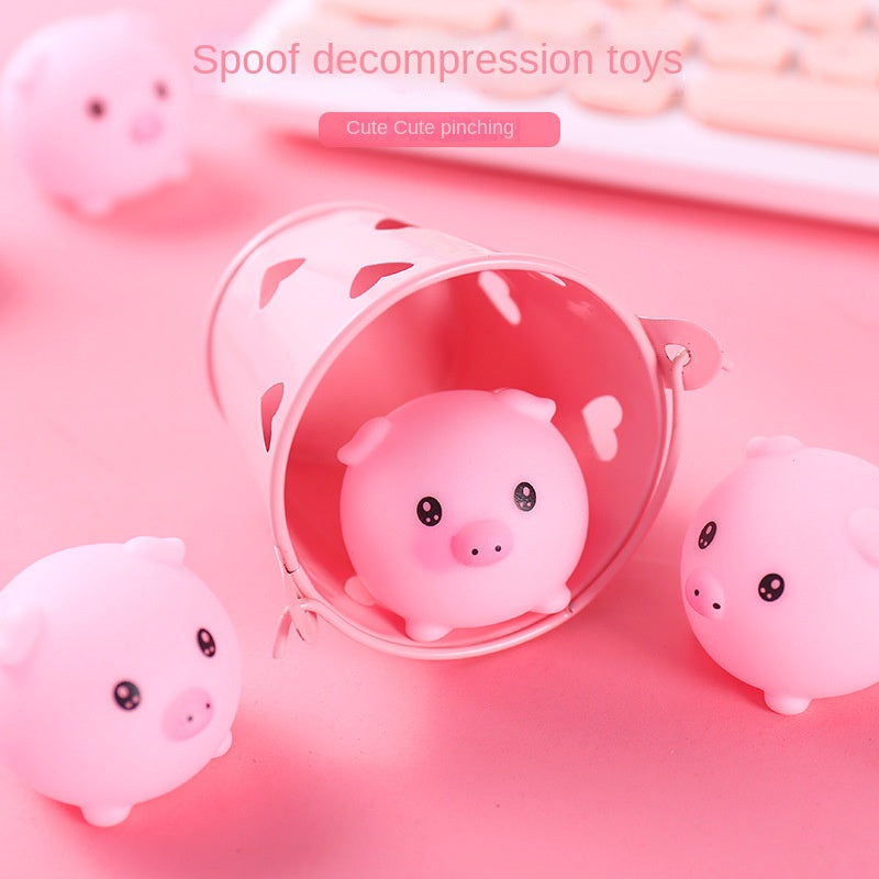 5pcs Soft Pink Pigg Pinch Toy Call Stress Relief Sound Production Toys