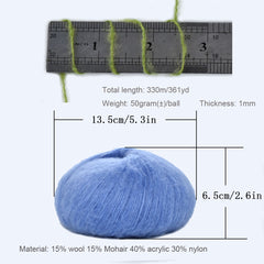 Mohair Silk Wool Yarn Soft Crochet Yarns DIY Crocheting Knitting Sweater Scarf