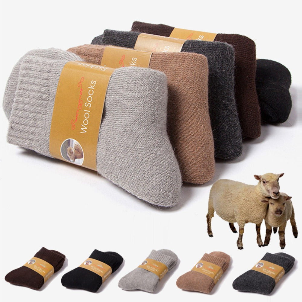 5 Pairs Wool Socks for Men & Women, Warm & Thick Winter Casual Socks