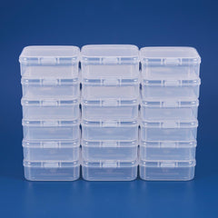 18pcs Square Clear Storage Box Plastic Portable Organizer Case With Hinged Lid