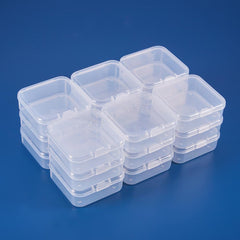 18pcs Square Clear Storage Box Plastic Portable Organizer Case With Hinged Lid