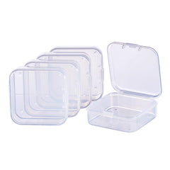 18pcs Square Clear Storage Box Plastic Portable Organizer Case With Hinged Lid