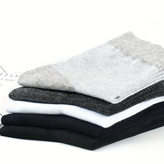 5 Pairs Men's Summer Crew Socks, Breathable & Sweat Absorbing