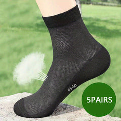 5 Pairs Men's Summer Crew Socks, Breathable & Sweat Absorbing