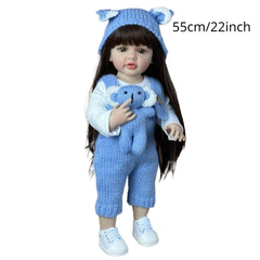 22inch Girl Doll Lifelike Reborn Baby Full Silicone Body Princess Toy