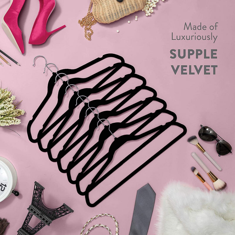 10pcs Velvet Hangers Non Slip Space Saving 360 Rotating