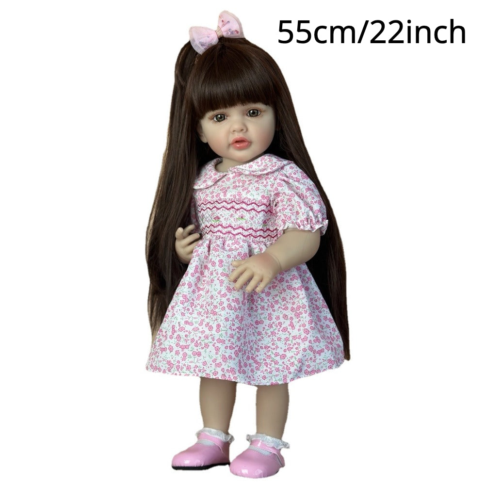 22" Reborn Full Body Silicone Doll Bath Toy Lifelike Newborn Gift