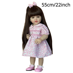 22" Reborn Full Body Silicone Doll Bath Toy Lifelike Newborn Gift
