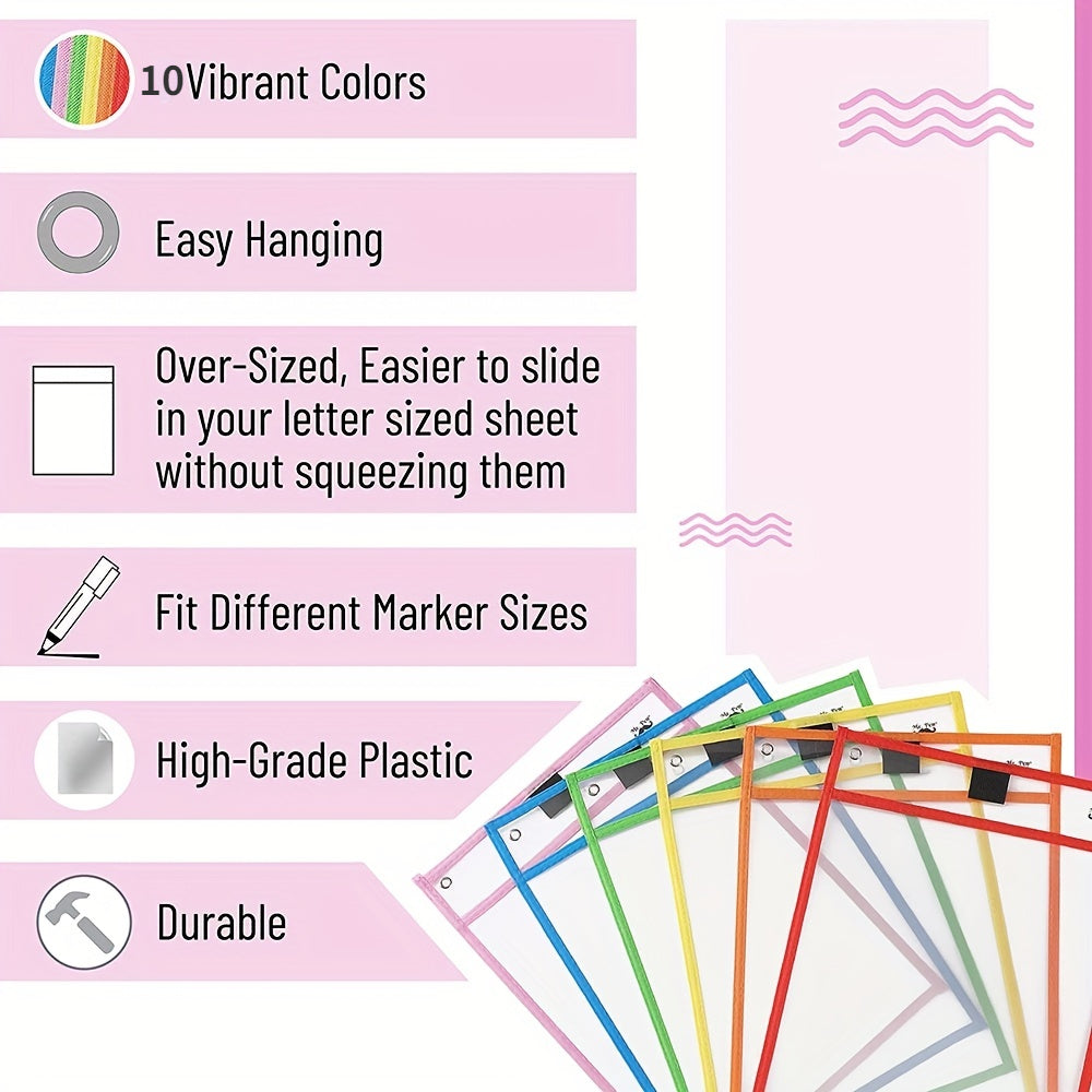 3 Oversized Reusable Dry Erase Pocket Cases for Teachers & Students
