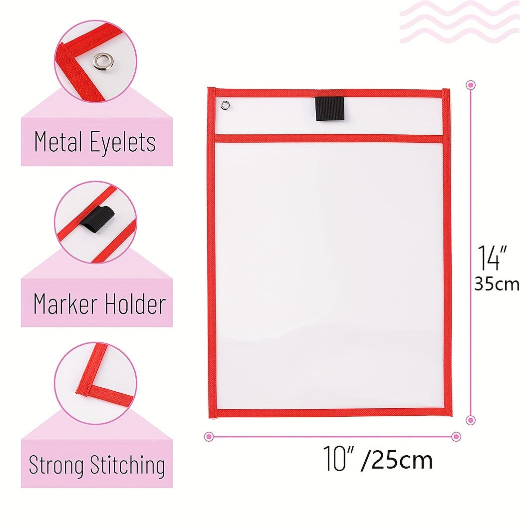 3 Oversized Reusable Dry Erase Pocket Cases for Teachers & Students