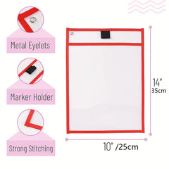 3 Oversized Reusable Dry Erase Pocket Cases for Teachers & Students