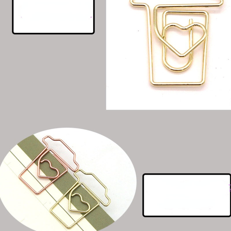 20pcs Mix Colors Metal Paper Clips Coffee Cup Bookmarks For Office