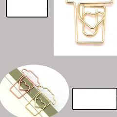 20pcs Mix Colors Metal Paper Clips Coffee Cup Bookmarks For Office