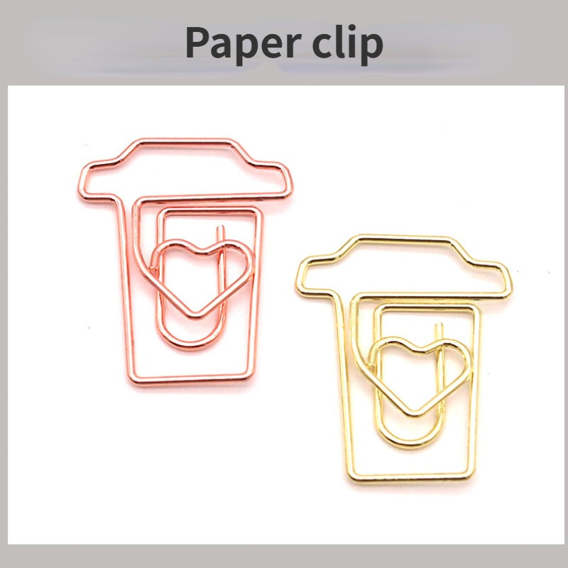 20pcs Mix Colors Metal Paper Clips Coffee Cup Bookmarks For Office
