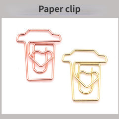 20pcs Mix Colors Metal Paper Clips Coffee Cup Bookmarks For Office