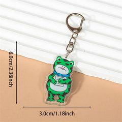 6pcs Lonely Frog Acrylic Keychain Cartoon Animal Bag Backpack Car Key