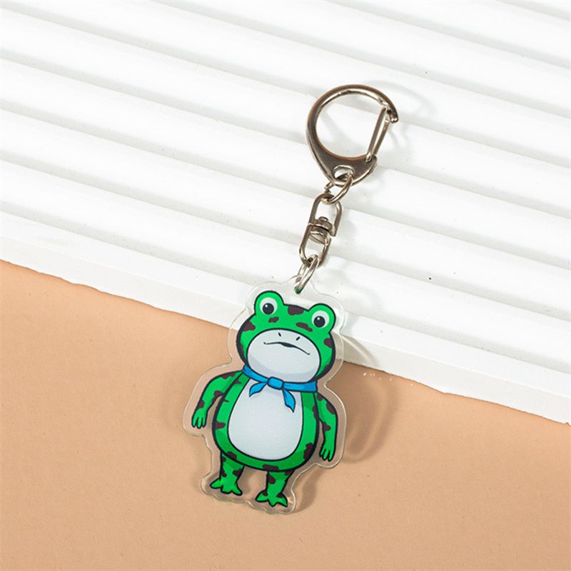 6pcs Lonely Frog Acrylic Keychain Cartoon Animal Bag Backpack Car Key