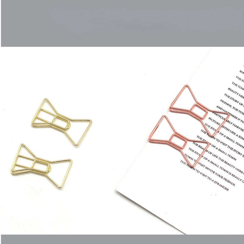 20pcs Mix Colors Bow Tie Paper Clips For Office School Stationery