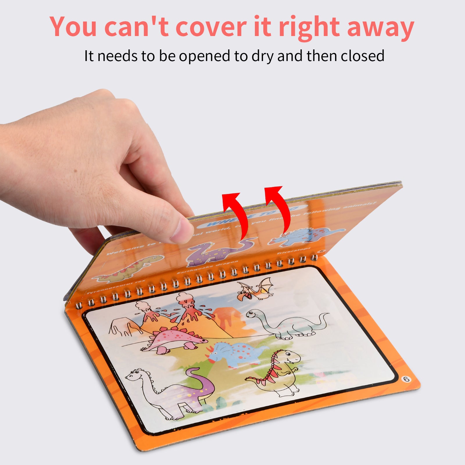 2pcs Water Drawing Book with Reusable Pen Dinosaurs & Animals