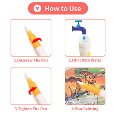 2pcs Water Drawing Book with Reusable Pen Dinosaurs & Animals