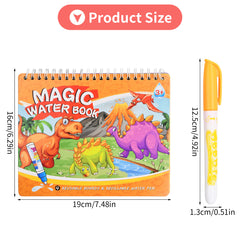 2pcs Water Drawing Book with Reusable Pen Dinosaurs & Animals