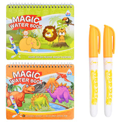2pcs Water Drawing Book with Reusable Pen Dinosaurs & Animals