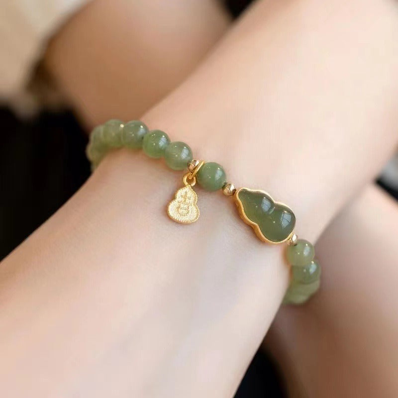 Gourd Natural Bracelet Double Layer Chain Jade Beads Hand String Adjustable