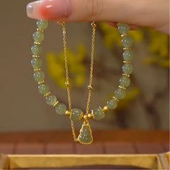 Gourd Natural Bracelet Double Layer Chain Jade Beads Hand String Adjustable