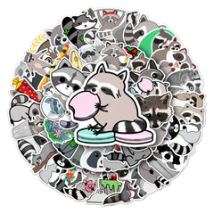 50pcs Raccoon Graffiti Stickers for DIY Skateboard Guitar Water Cup Fun Gift