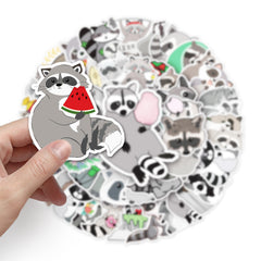 50pcs Raccoon Graffiti Stickers for DIY Skateboard Guitar Water Cup Fun Gift